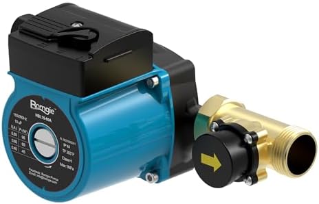 BOMGIE Hot Water Recirculating Pump 3-Speed 115V 96W，40LPM Cast Iron Circulation Pump Instant Water Heater w/Adapter，Automatic Male Thread Brass Water Flow Switch，Heated Flooring System (HBL15-60A)