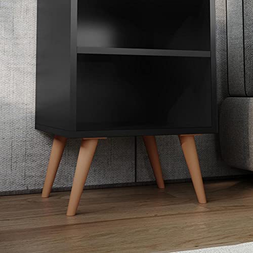 Conjunto 2 Mesa De Cabeceira Quarto Estilo Retrô Pés com Prateleira RPM (Preto)