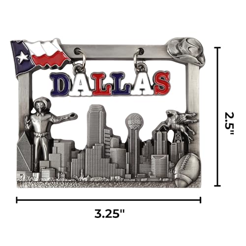 Imán decorativo de marco colgante Dallas Texas 3.25 x 2.5 pulgadas miniatura 6