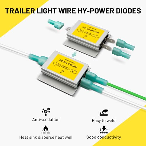 Oyviny Hy-Power Diode, 2 Input 1 Output Trailer Light Wire Diodes Spade Towed Vehicle Diodes Kit, Tail Light Isolating Diodes for Motorhome Trailer - Thumbnail 6