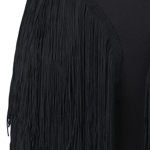 Vestido De Dança Latina Feminino, Sexy Decote Em V Sem Costas Feito À Mão Com Miçangas De Borla Saia