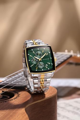 Image of Giordano Multi Function Watch for Men with Square Dial, Stainless Steel Strap and Date Display