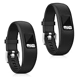 kwmobile 2X Sportarmband kompatibel mit Garmin Vivofit 4 - Armband TPU Silikon Set Fitnesstracker Schwarz