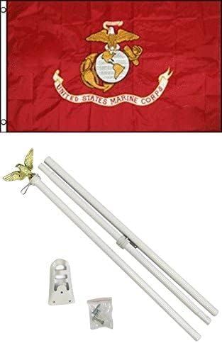 3'x5' USMC MARINES Polyester Flag and 6' POLE KIT