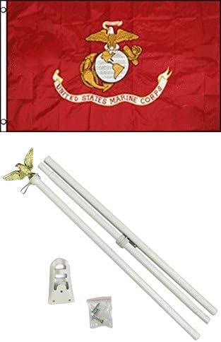 3'x5' USMC MARINES Polyester Flag and 6' POLE KIT