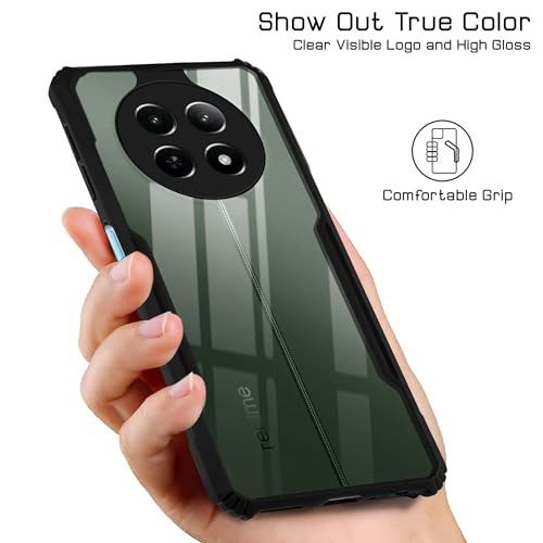 Image of Jkobi Back Cover Case for Realme 12 | Realme 12X (Shockproof with Polycarbonate Clear Panel | Professional Black)
