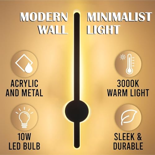 Image of Black Sword Wall Light Luxurious Acrylic Wall Lamp | Warm White LED Fixtures for Bedroom, Living, Drawing, Kids Room & Bathroom - (1 Pack)