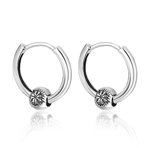 Pendientes de plata 925 estilo hip hop negros punk rock vikingos
