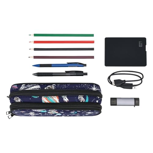 Image of ANANGTEE Space Astronauts Music Pencil Pouch Case for Teen Boys Men 10 | Human Makeup Bag Clutch for Women, Large Capacity Canvas School Suppies Zipper, Office Desk Soft Organizer Pen Box