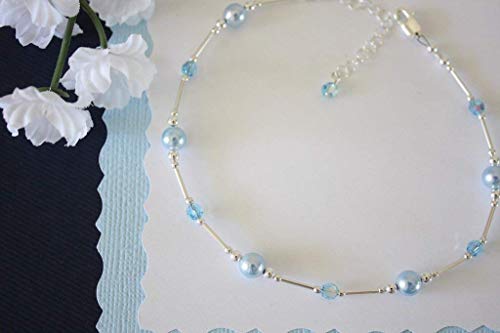 image for Laurali Designs Something Blue Bride Gift Anklet, Sterling Silver and 