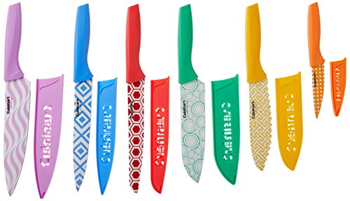 Cuisinart C55-12PR2 Advantage Color Collection 12-Piece Printed Color Cutlery Set, Multicolor