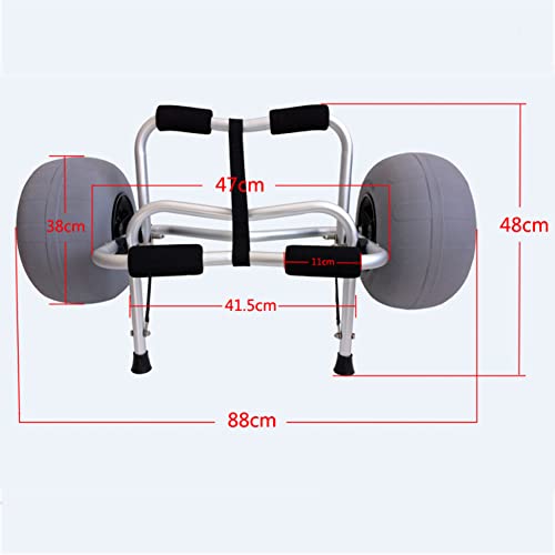 Foldable Canoe Trolley Cart, Heavy Duty Kayak Cart, 350lbs Load Capacity, Kayak Dolly with 12\'\' Tires, Adjustable Carrier Width & Nonslip Support Foot, for Kayaks Canoes Paddleboards Float Mats