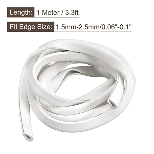 sourcing map U Kanal Randstreifen 3.3ft Länge Gummi Schutz Siegel Streifen Kante Beschützer Passt für 1.5-2.5mm Kante (13/64 B x 5/16 H) Weiß