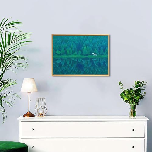 LUHSICE東山魁夷緑響 風景画 アートパネル ポスター 絵画 オフィスルーム リビングルーム ソファの背景画 [2]
