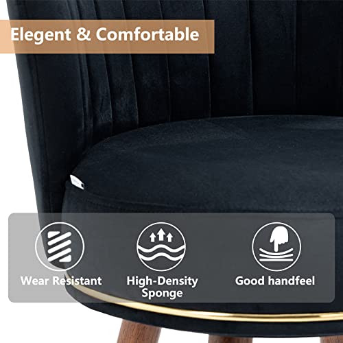 Gnixuu Bar Stools Set Of 4, 360 Degree Swivel Barstools, Modern Upholstered Counter Height Bar Stools With Back, 28 Inch Kitchen Island Bar Chair, Solid Wood Legs(Black) #TOP5