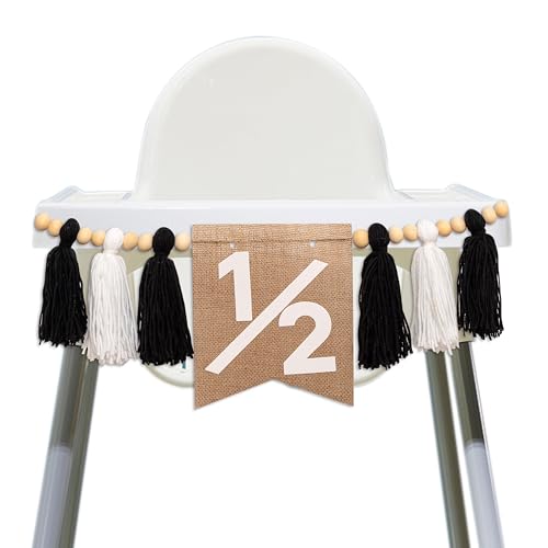 Half Birthday High Chair Banner - 1/2 Birthday Party Decoration Supplies Tassel Banner, 6 Months Half-Year Celebration Tassels Garland, 1/2 Sign Party Backdrop Wall And Photo Decorative Supplies