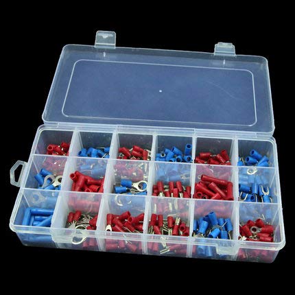 Davitu 330pcs Assorted Insulated Terminals 18 Types Copper Wire Crimp Connectors Kit Ring Spade Terminals