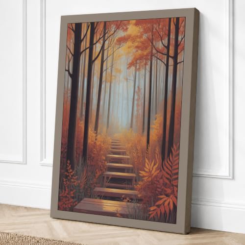 Image of Woodland Path at Dusk Canvas Wall Art Print 18x12 Inch (46 x 30 cm)