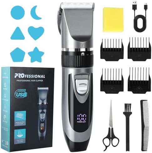 Tondeuse cheveux et barbe Cozary avec écran LED et accessoires