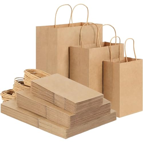 Sacs en papier marron avec anse en kraft lourd 130 g/m² pour un emballage haut de gamme