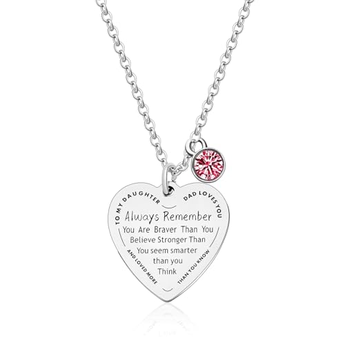 MADHAHEFU Collar con colgante de corazón para hija de papá y mamá, regalos inspiradores, joyas, regalos especiales, regalo de cumpleaños para hija, Acero inoxidable