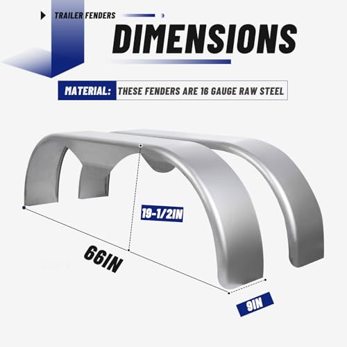 image for ECOTRIC 2Pcs Tandem Trailer Fender Double Axle Compatible with 13-15 I