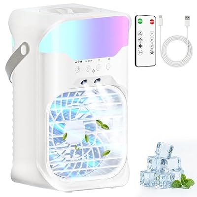 Portable Air Conditioners, Air Conditioner, Dual Nozzle AC Unit with Remote Control, 1600ML Tank, 3 Speeds, Timer & 70° Adjustable Airflow, Evaporative Mini Air Conditioner for Bedroom, Office Camping