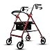 Walker, składany Rollator Walker z wyściełanym siedziskiem i torbą do przechowywania, zamykane hamulce, fotel do transportu osób starszych Wózek o regulowanej wysokości Wózek na zakupy z uchwytami i o
