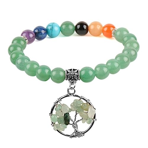 Bracelet Aventurine Verte Stress Anti-Anxiété Équilibre des 7 Chakras
