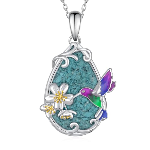 Zunxinsan Hummingbird Necklace S925 Sterling Silver Hummingbird Gifts Cute Animals
