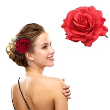 زهرية للشعر ، زهرية بروش إكسسوارات للشعر مع زهور الورد للنساء ، أغطية الزفاف والحفلات أحمر