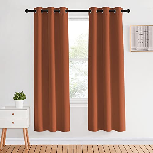 NICETOWN Kitchen Curtains Small Window Curtains & Drapes, Burnt Orange, 34" W x 40" L, 2 PCs, Thermal Insulated Solid Grommet Panels for Cupboard, Loft, Cafe, Dining Room Burnt Orange 34"W x