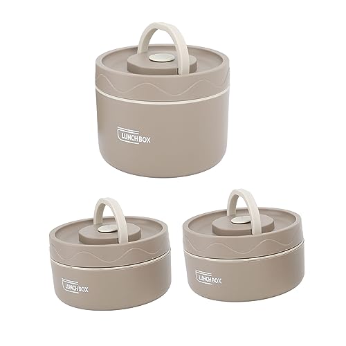Goshyda Lonchera Aislada, Caja Térmica Portátil a Prueba de Fugas, Contenedores de Almuerzo Apilables Redondos de Acero Inoxidable 304 con Bolsa Térmica, para Adultos y Niños para