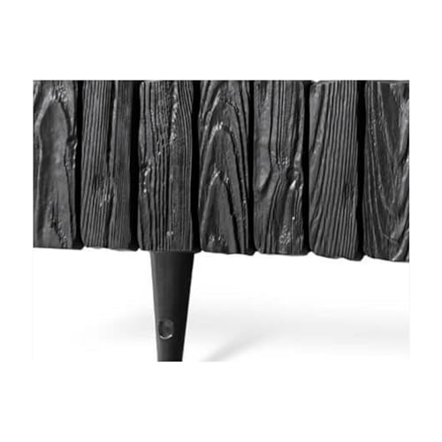 2.32 Meters Lawn Edging Black Plastic Palisade Wood Effect - 7.61ft Long Garden Edge Border - Ground Fence for Lawn, Flower Plants and Patio
