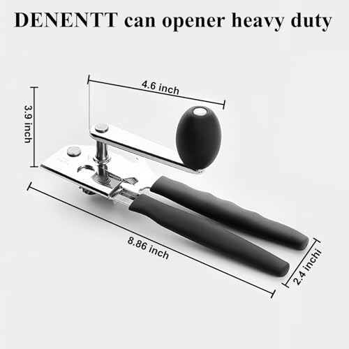 Commercial Can Opener DENENTT Professional Manual Can Opener Heavy Duty - Ergonomic Extended Handles & Smooth Edge Design, Effortless Handheld Tool for Large Cans, Kitchens, Seniors