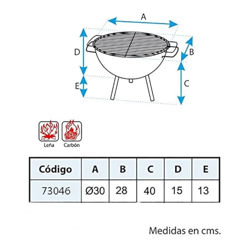 Miniatura 2 de Imex El Zorro 71426.0 Barbacoa Sobremesa Redonda Con Parrilla Cincada, Negro, 30 X 28 X 40 Cm
