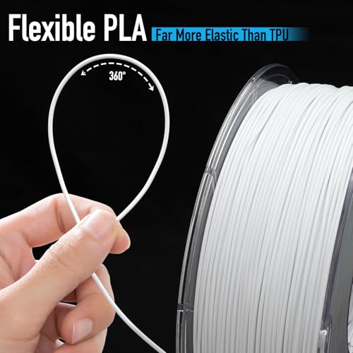 Image of YXPOLYER Flexible PLA Filament White Flex PLA Pro 1.75mm 1kg Soft PLA 92A 3D Printer Filament for Bouncy Airless Basketball and Food Safe Food-Grade Stretchy Dog Toy