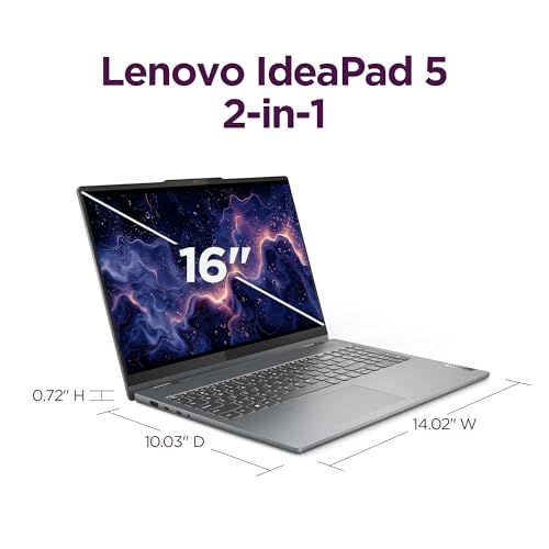 Image of IdeaPad 5 2-in-1-2024 - Professional Laptop - Fingerprint Sensor - 16 inch WUXGA IPS Display - 16GB Memory - 512GB SSD Storage - AMD Ryzen 7 8845HS - Windows 11 Home -Luna Grey