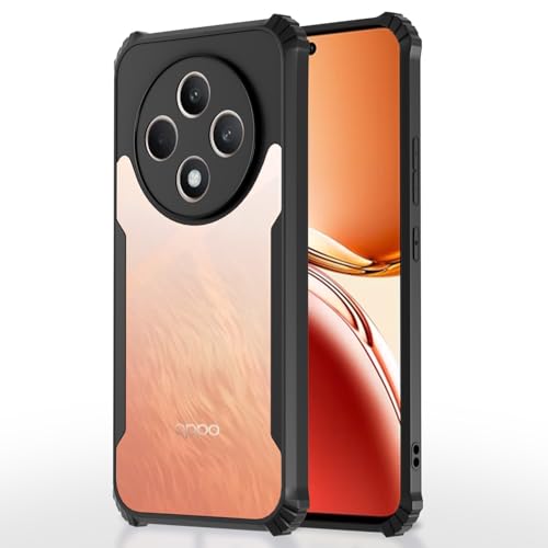 Image of Pikkme Crystal Clear Transparent Back Cover | Ultra Hyrbid | Full Camera Protection | Raised Edge | Bumper Case for Oppo Reno12 F 5G (Black)