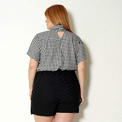 Short Saia Poá Plus Size com Laço Preto