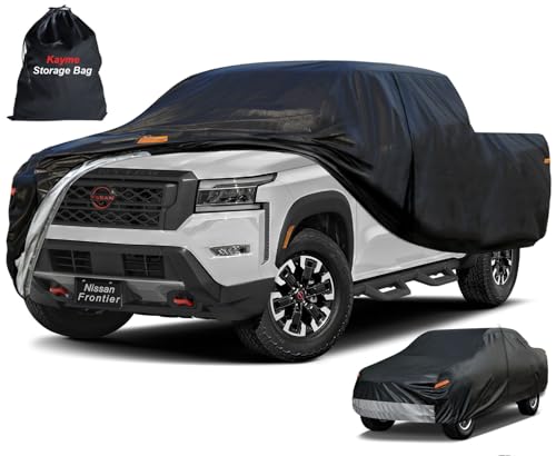 Kayme Truck Cover Custom Fit Nissan Frontier(2021-2025) King/Crew Cab Short Bed. Full Exterior Heavy Duty Outdoor Pickup Truck Car Cover Waterproof All Weather.Car Tarp for Wind Sun Dust Protection.