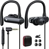 5.9FT Long Cord Wired Earbuds for Chromebook Laptop, 3.5mm Jack Plug Over Ear Hook Headphones for PC Student Kid School, Noise Isolate HiFi Stereo Audio Wrap Around Earphones In Ear Headset for Moto G