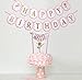 Soccerene HAPPY BIRTHDAY Cake Bunting Topper with Pink Bows and Straws Gold Glitter Ballerina Cake Topper with Pink Dress Set of 2, Assembled Already, Birthday Party Decorations for Girls