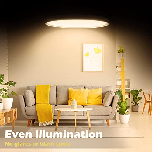 LightingWill 8.9 Inch LED Flush Mount Ceiling Light Fixture, 2800K Warm White, 1800LM, 18W, Flat Modern Round Lighting Fixture, 180W Equivalent White Ceiling Lamp for Kitchens, Bedrooms.etc.