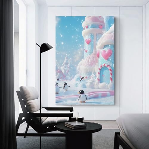 Pintura de pingüino en lienzo VSFCRQRQ ideal para dar vida al pasillo de casa 3
