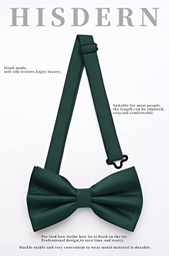 Image of HISDERN Bow Ties for Men Solid Color Pre-Tie Bow Tie and Pocket Square Set Classic Formal Tuxedo Bowties for Wedding Party