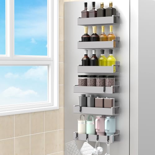 HuggieGems 6 Pack Magnetic Spice Rack Organizer for Refrigerator and Oven