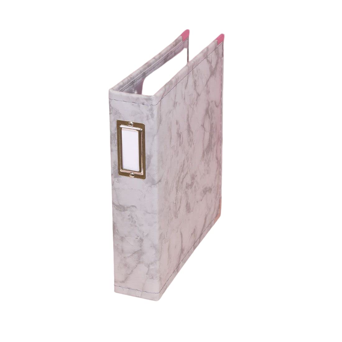 Craftelier Grey - Eco-Leather Photo Album With Marble Covers, 2 Rings And 5 Sleeves 16 X 21.5 Cm (6 X 8 Inches) | Customizable, Perfect For Photographs, Layouts And Project Life Compositions