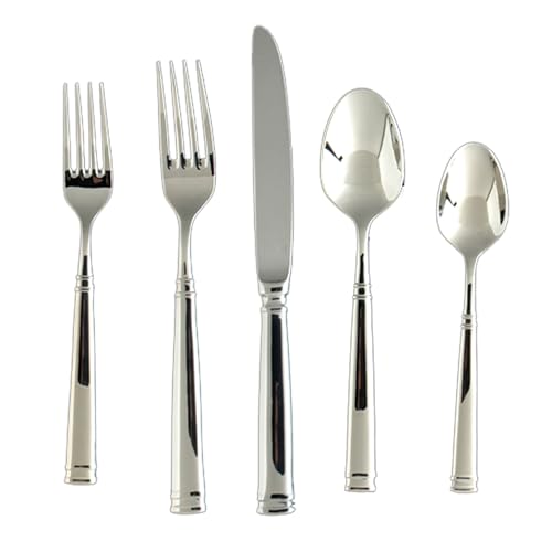 FORTESSA Bistro 18/10 Stainless Steel Flatware, 20 Piece Place Setting With Table Knives, Forks and Spoons (Service For 4), Dishwasher-Safe, Mirrored