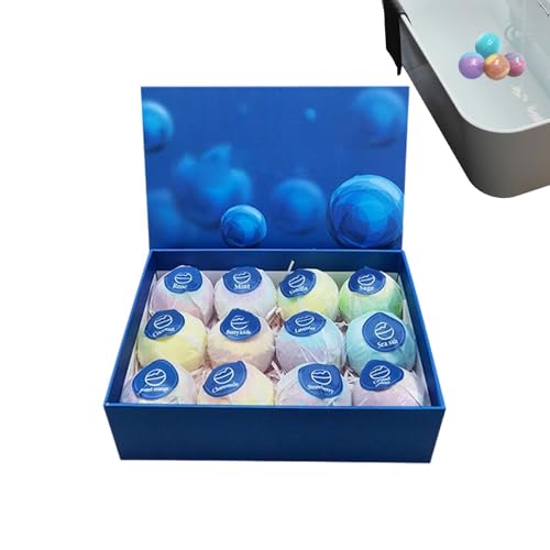 Juego de 12 bolas de baño, limpiador relajante con fragancia, bola de sal de baño, para niñas y niñas, como regalo para Navidad, San Valentín o día de spa